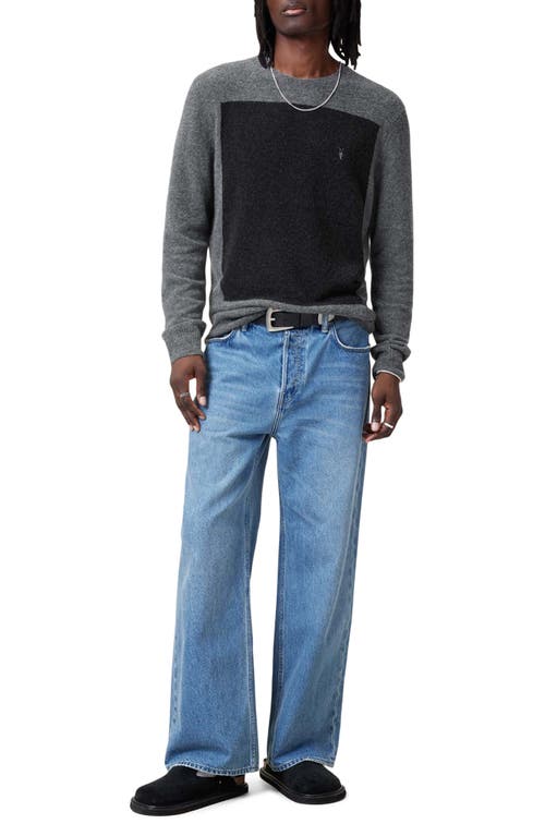 Allsaints Lobke Knitted Ramskull Crew Neck Jumper In Charcoal Grey