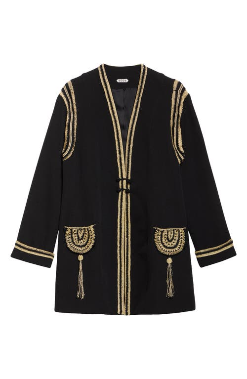 Shop Bode Weedy Crochet Jacket In Black/cream
