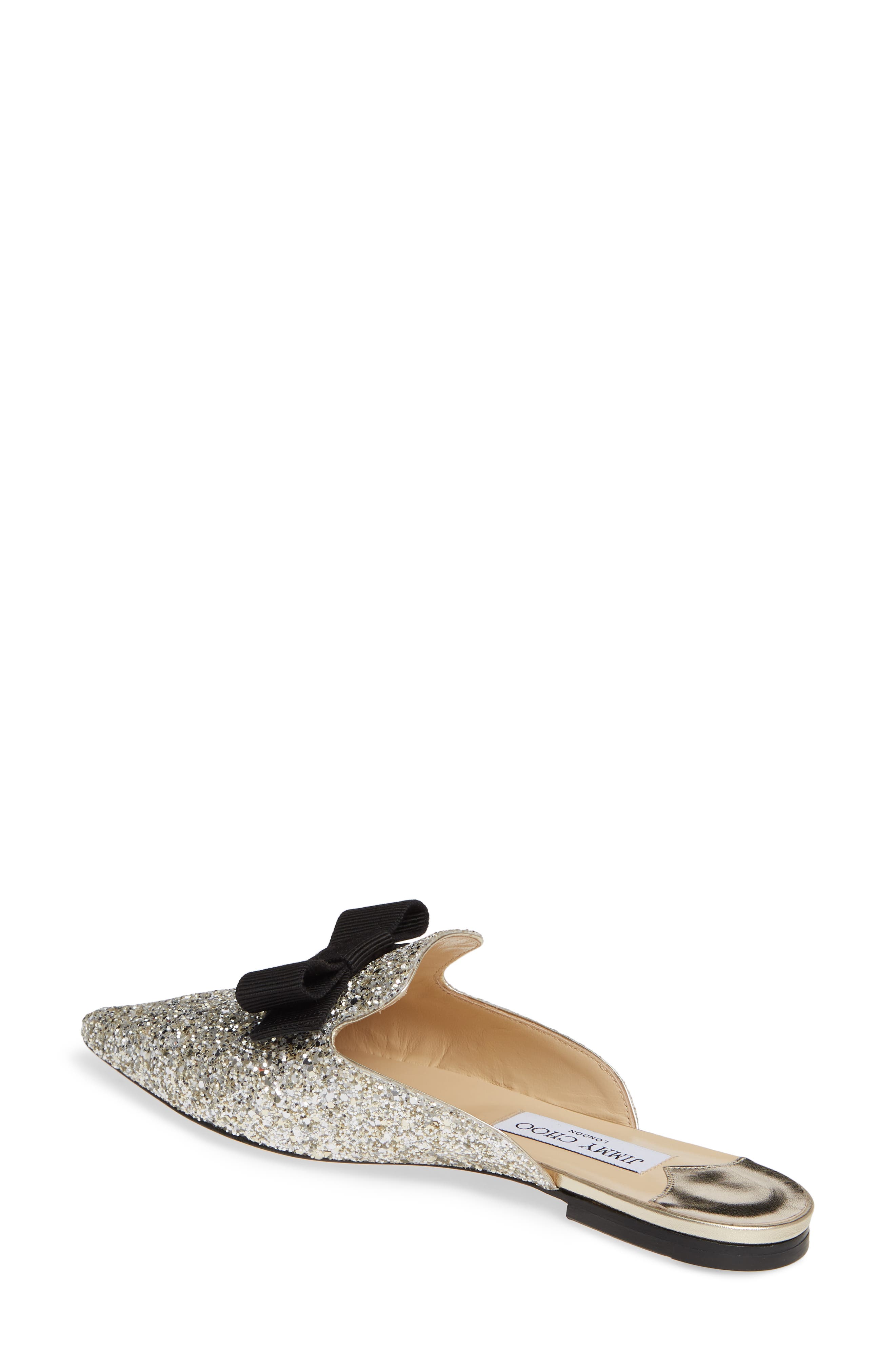 Jimmy Choo Galaxy Glitter Bow Flat, Alternate, color, 