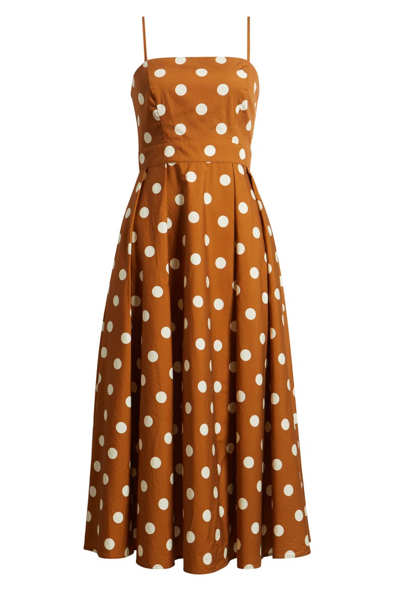 Dot Sleeveless Maxi Dress, Alternate, color, BROWN/ WHITE
