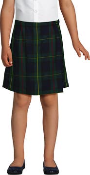 Lands' End School Uniform Girls Plaid A Line Tab Skort Top of Knee