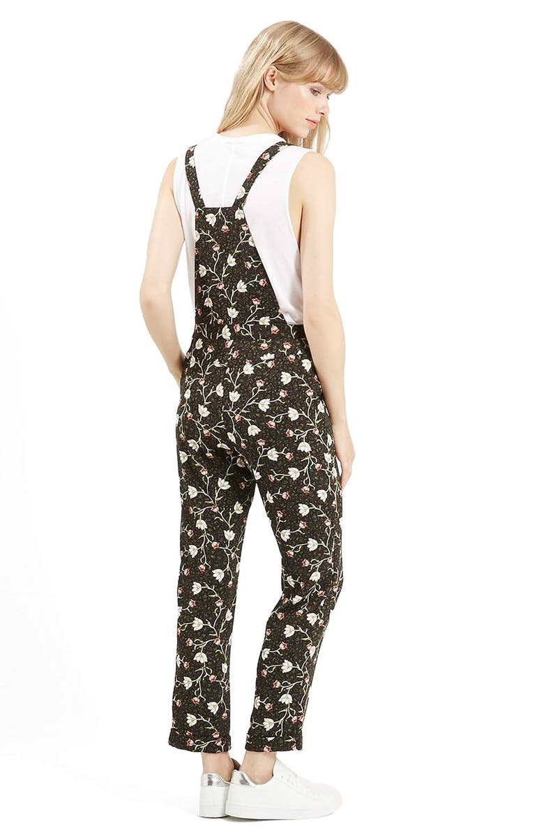 Topshop 'Woodland' Floral Print Overalls, Alternate, color,