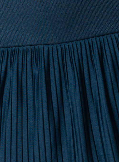 Lucky In Love Racer Rib Pleated Skirt In Blue