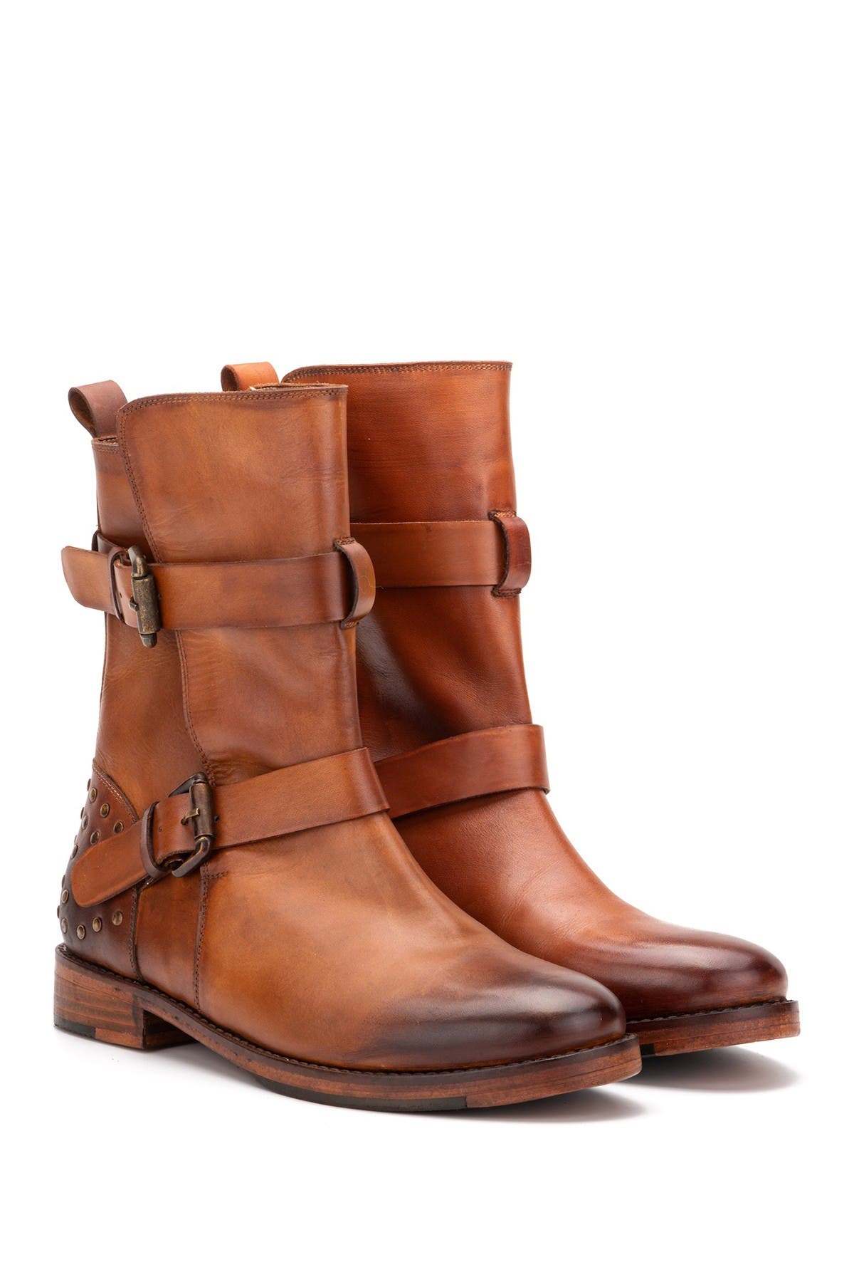 VINTAGE FOUNDRY Sherry Buckled Leather Boot, Alternate, color, Tan