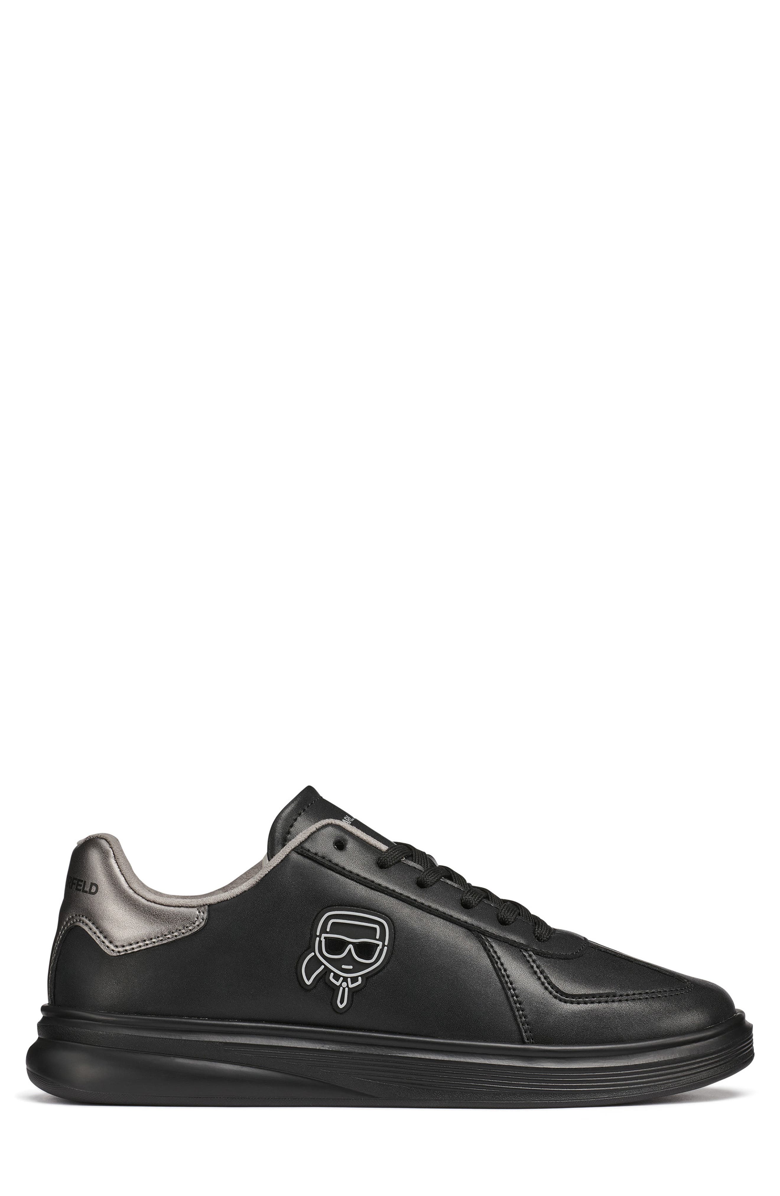 KARL LAGERFELD PARIS Karl Head Patch Racer Toe Sneaker, Alternate, color, Black