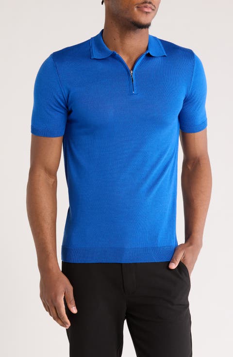Short Sleeve Quarter Zip Knit Polo