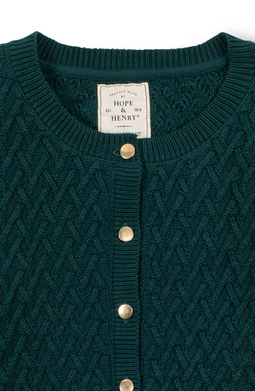 Hope & Henry Organic Herringbone Stitch Cardigan Sweater In Green