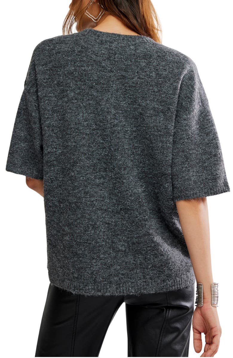 Free People Margot Oversize Short Sleeve Sweater, Alternate, color, Charcoal Heather