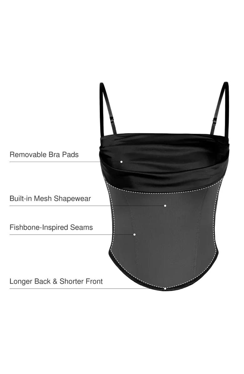 Popilush Draped Sculpting Floral-Print Camisole Top, Alternate, color, Classic Black