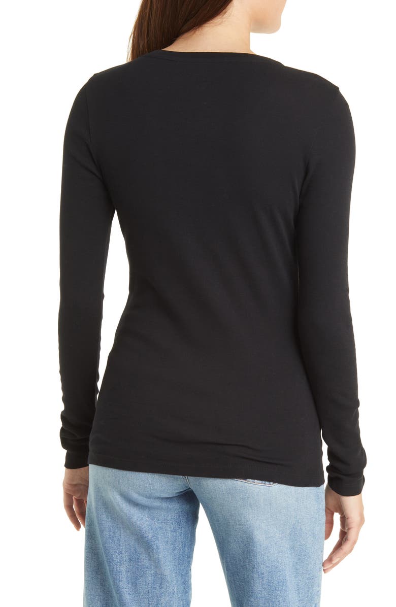 Caslon<sup>®</sup> Scoop Neck Long Sleeve Cotton Knit Top, Alternate, color, 
