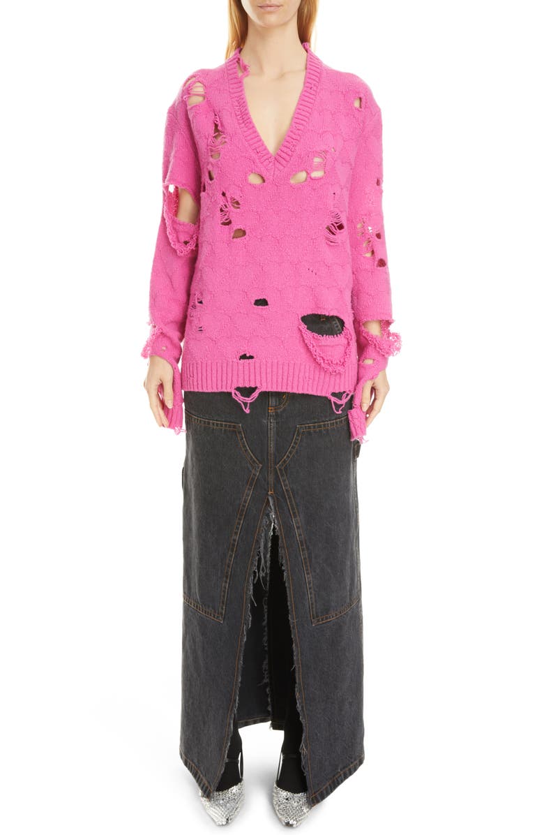 Meryll Rogge Broken Heart Oversize Distressed Wool Sweater, Alternate, color, 