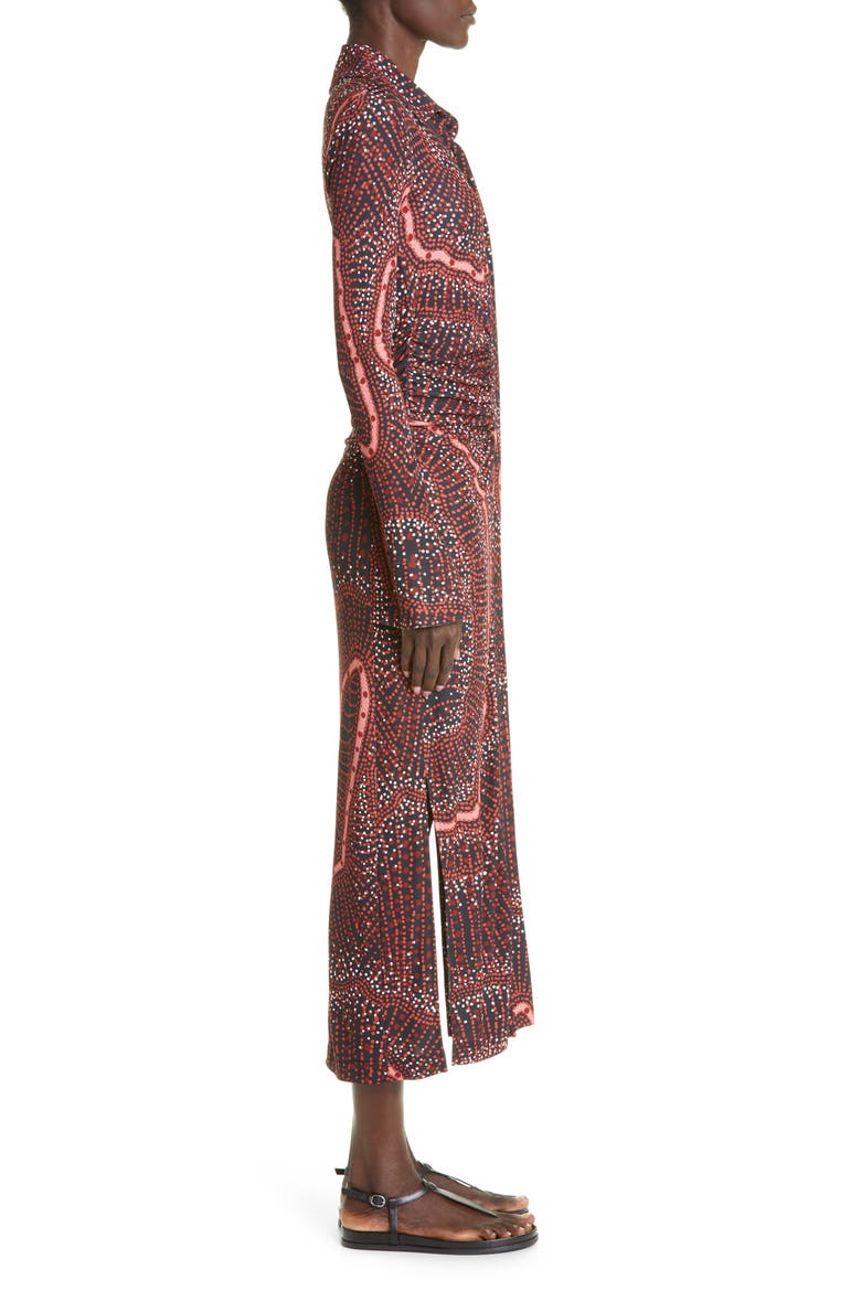 Claudia Dot Print Long Sleeve Jersey Midi Dress, Alternate, color, 254001 BLACK