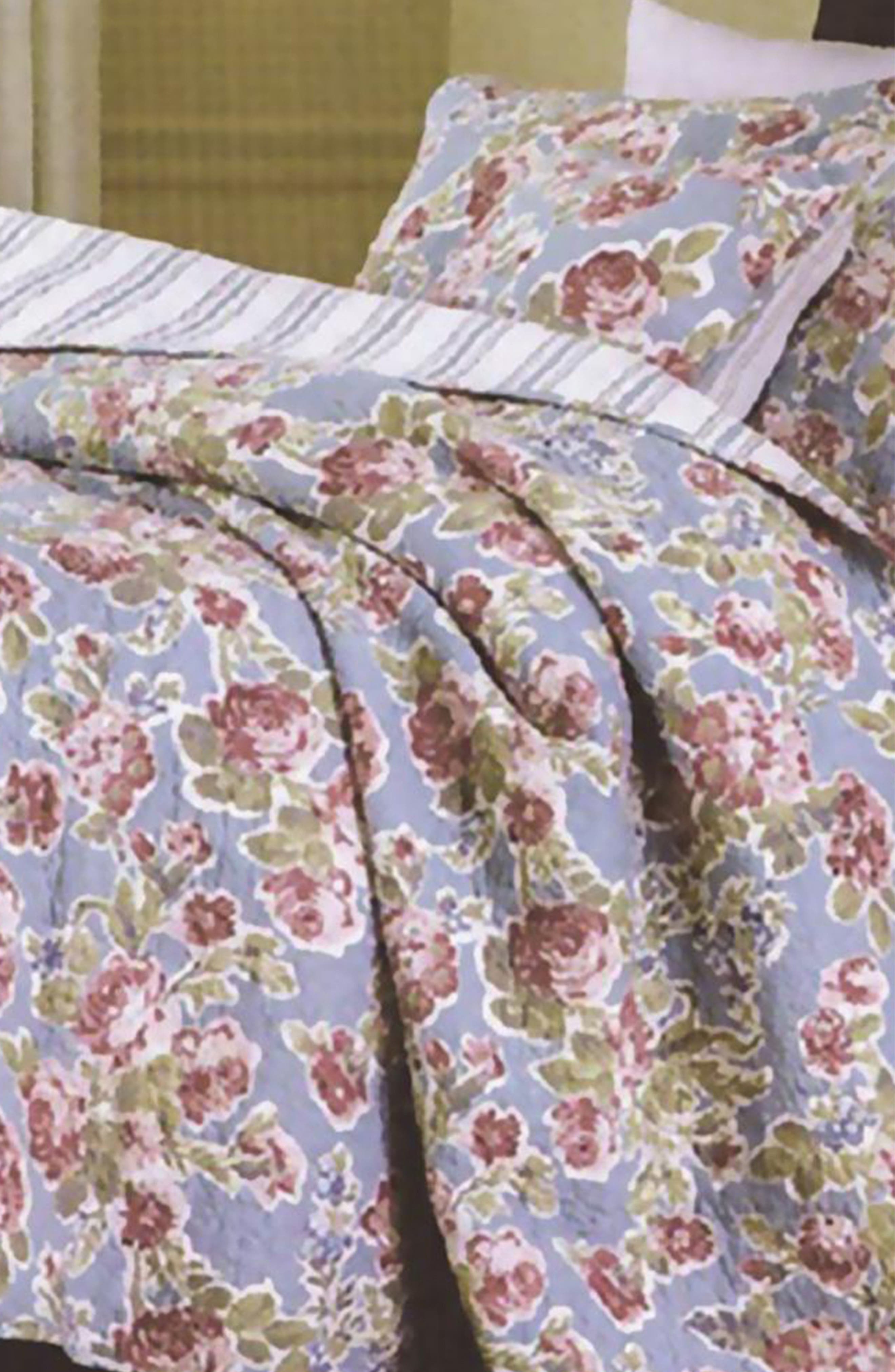 Luxury Home Floral Print Microfiber Quilt Set
