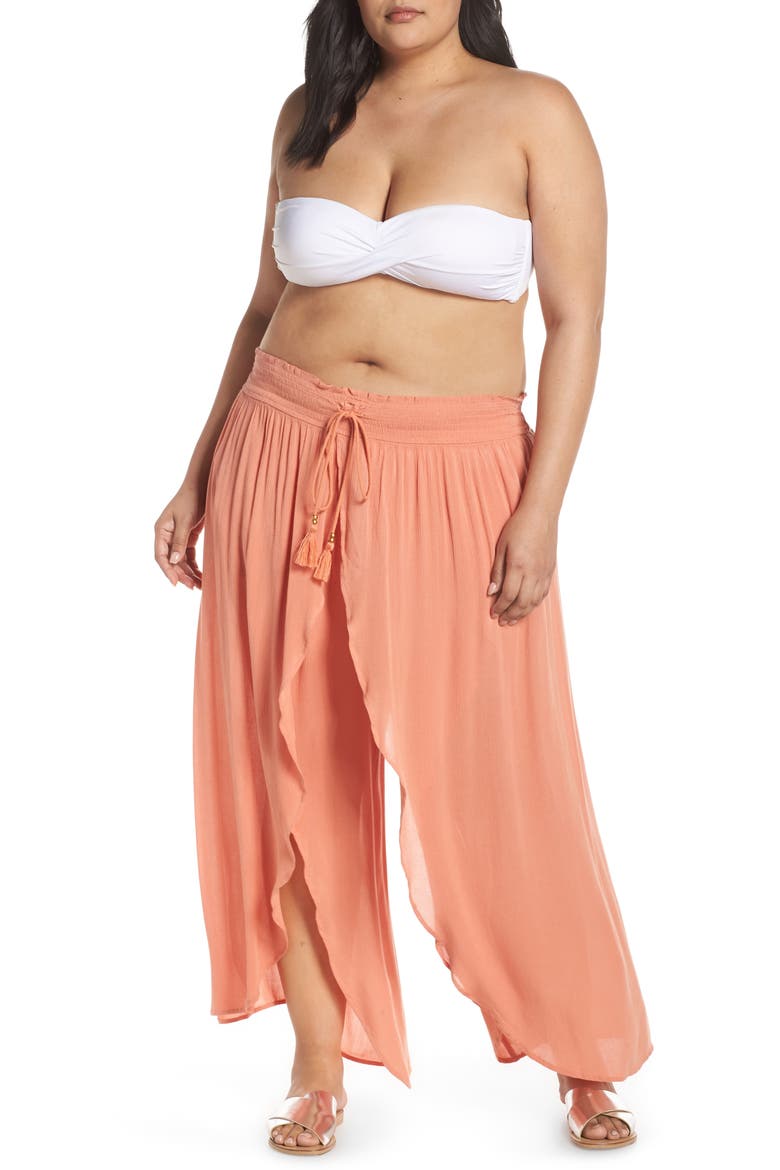 Gauze Cover-Up Pants, Main, color, CORAL ORANGE