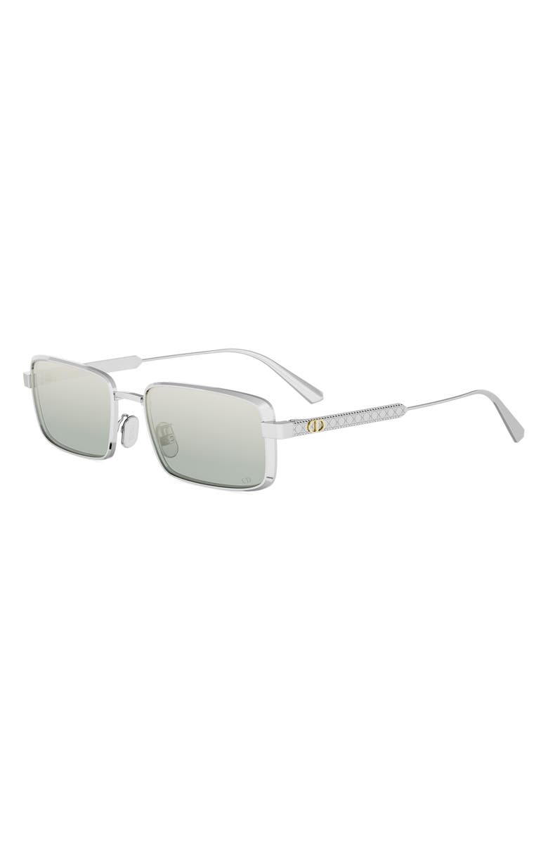 DIOR Cannage S2U Rectangular Sunglasses, Alternate, color, Palladium / Silver Mirror