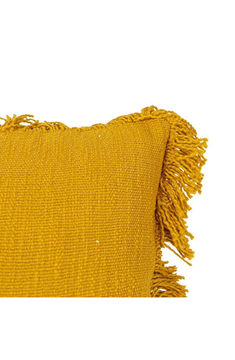 Foreside Home and Garden Mustard Handwoven Plaid Cotton Throw Pillow, Alternate, color, Yellow