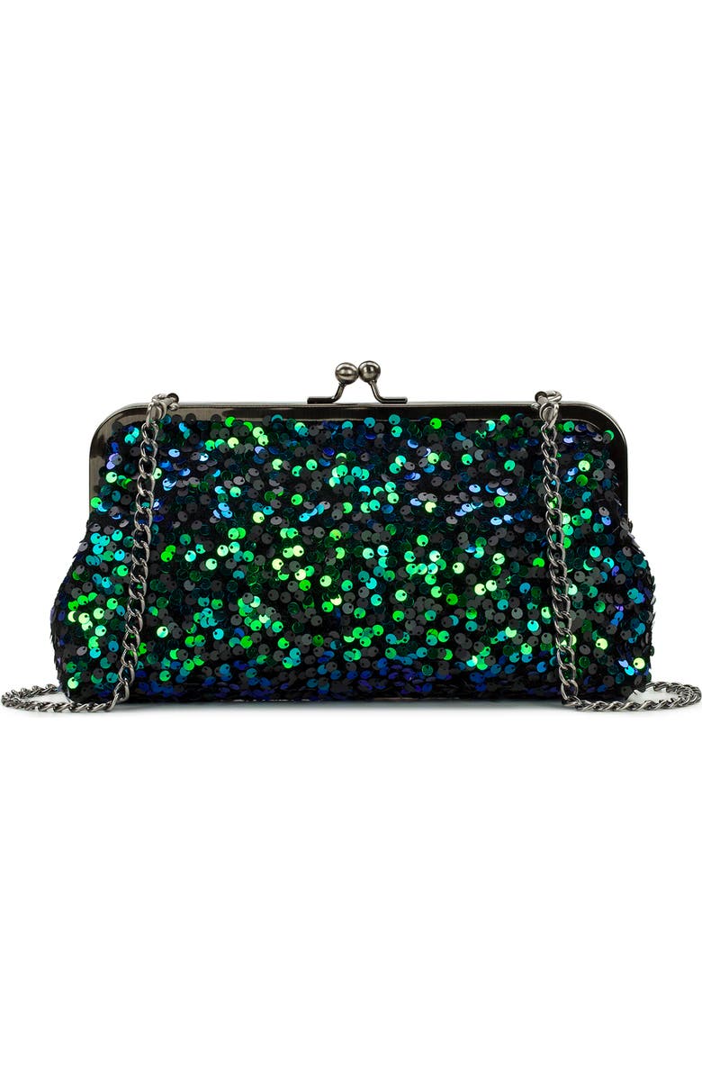 Patricia Nash Potenaz Sequin Frame Bag, Main, color, Dark Green