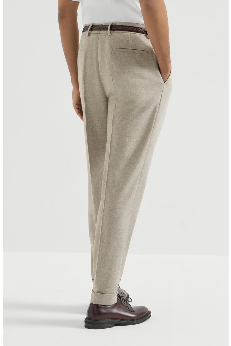 Virgin wool mouliné twill trousers with pleat, Alternate, color, Grey