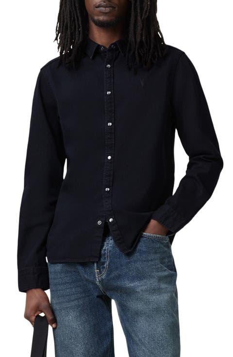 Gleason Cotton Denim Snap-Up Shirt
