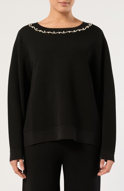 Imitation Pearl Neck Sweater