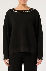 Marina Rinaldi Imitation Pearl Neck Sweater
