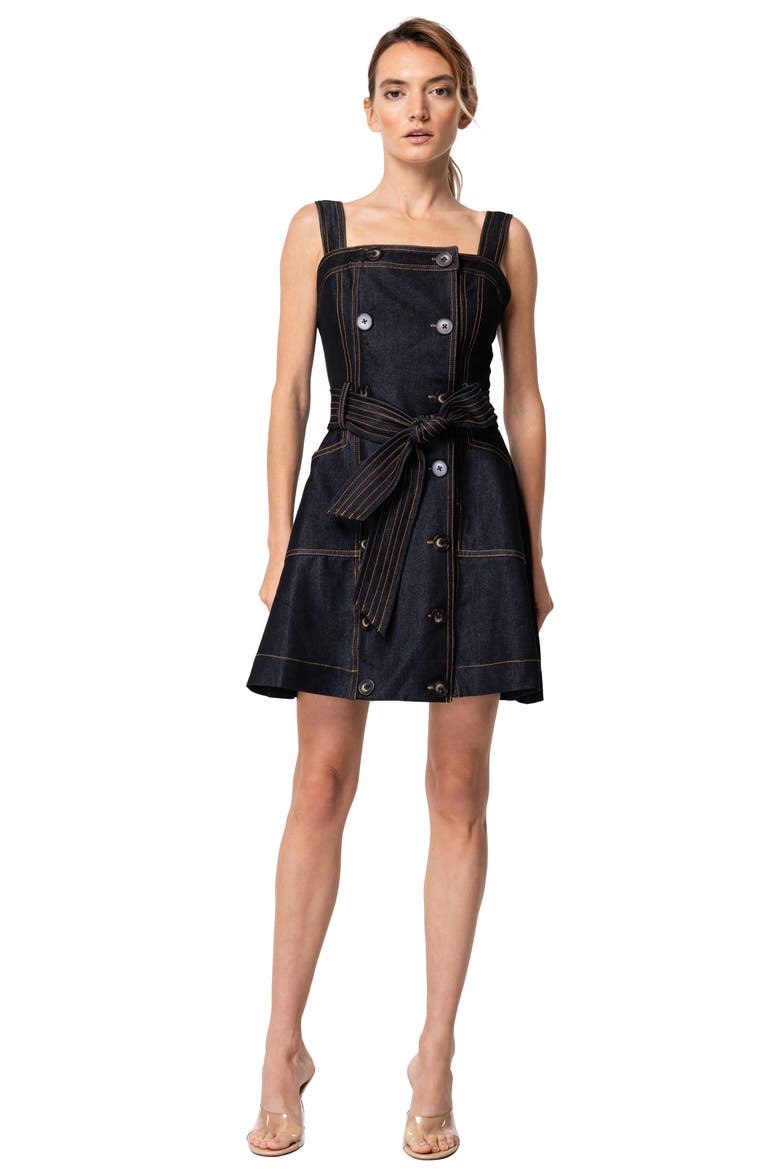 Flexton Belted Denim Minidress, Alternate, color, DENIM BLACK