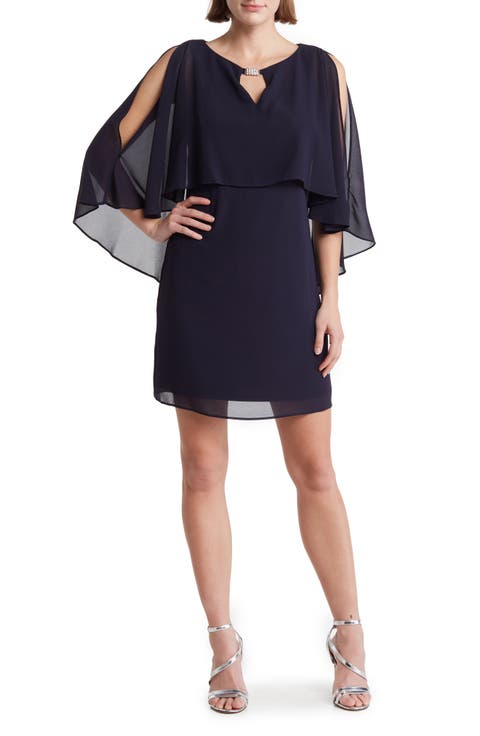 Jewel Embellished Caplet Dress