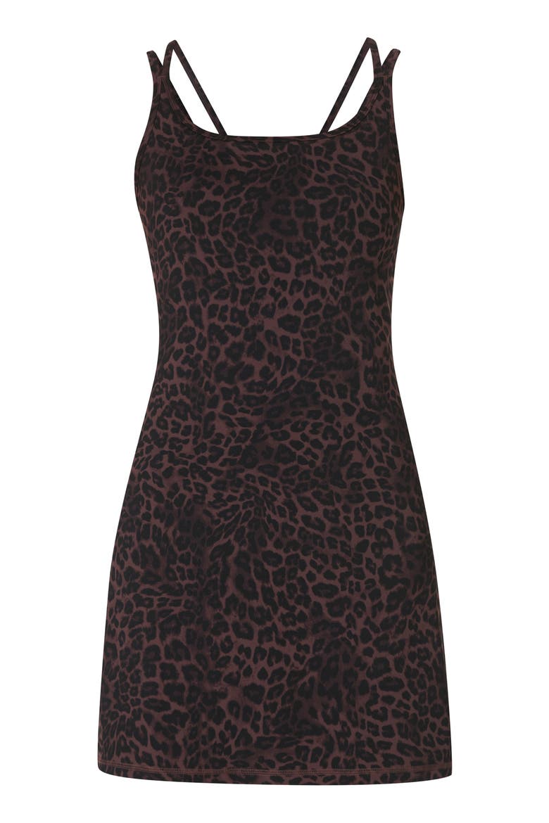 Ultimate Studio Double Strap Dress with Shorts Lining, Alternate, color, BROWN LEOPARD SKIN PRINT