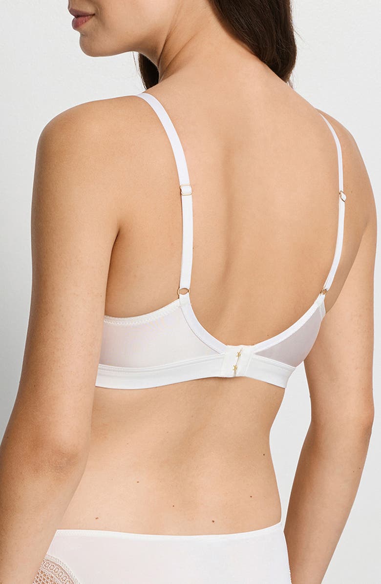 Hanro Cira Tulle Lace Trim Soft Cup Bra, Alternate, color, Off White