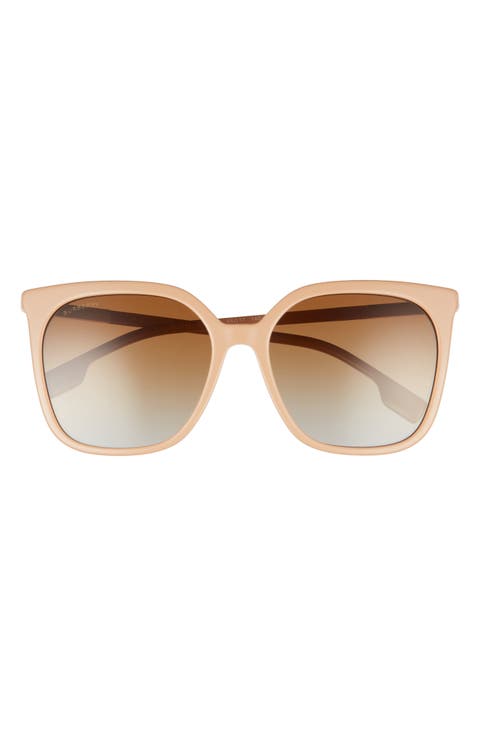 56mm Light Havana Square Polarized Sunglasses