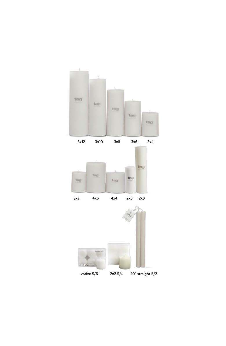 tag Chapel White Pillar Paraffin Wax Candle Set of 6 Unscented, Alternate, color, White