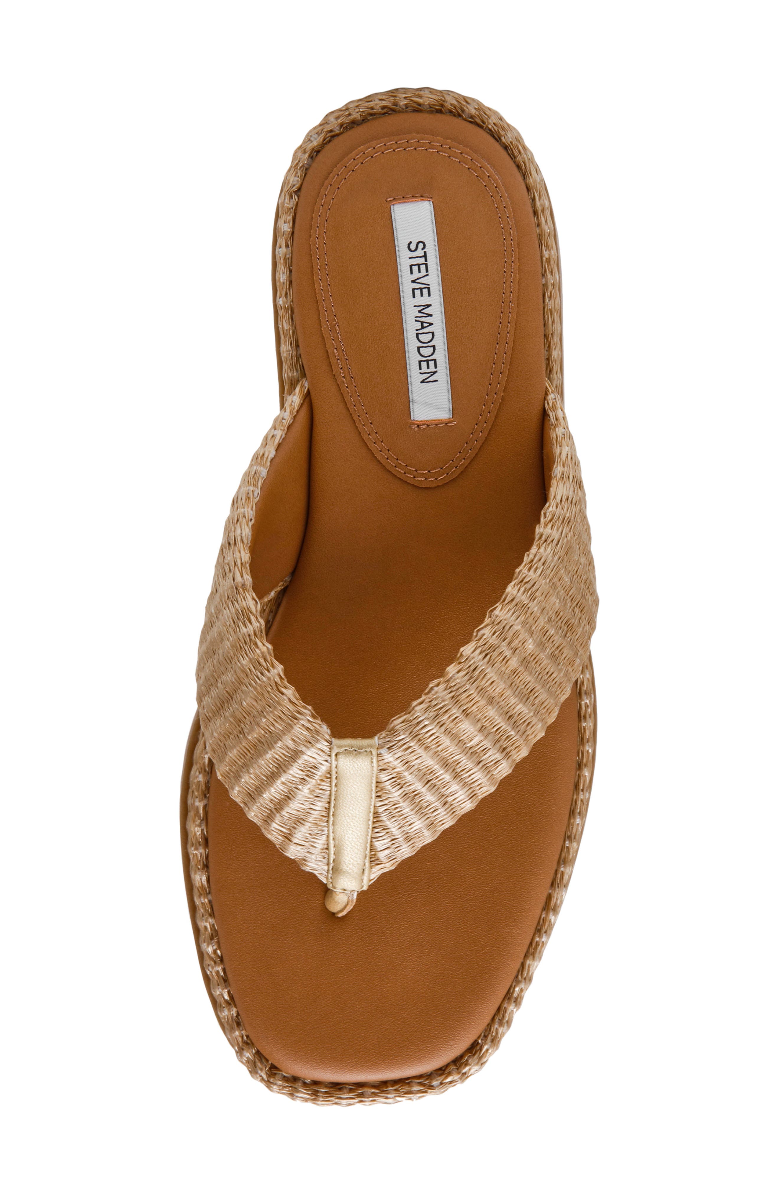 Bella Thong Platform Slide Sandal, Alternate, color, GOLD RAFFIA