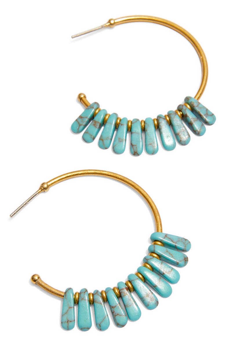 Madewell Turquoise Beaded Hoop Earrings, Main, color, 
