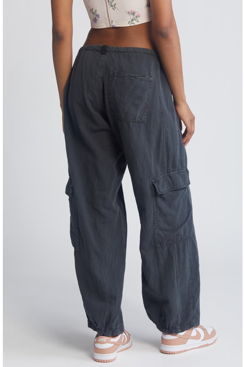 Cocoon Cotton & Linen Cargo Pants, Alternate, color, BLACK