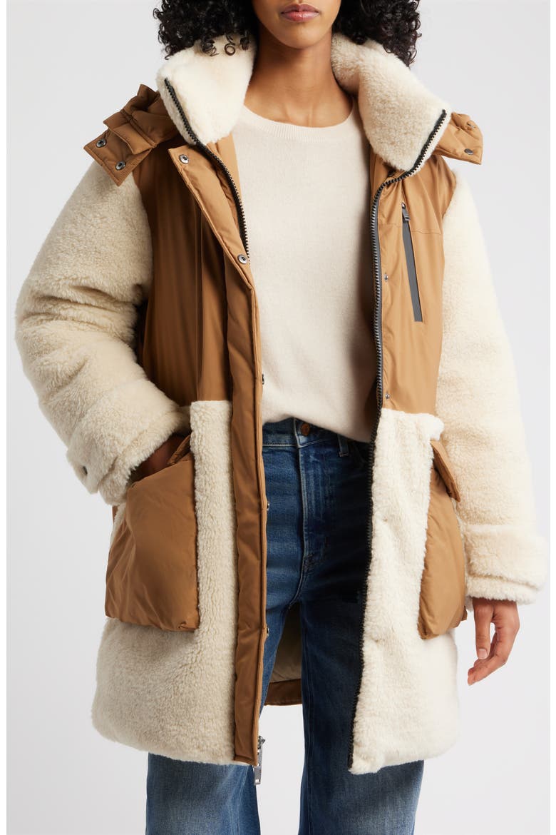 Kaysin Fleece Trim Down Parka, Alternate, color, CHESTNUT