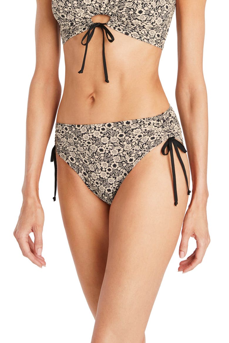 Aubrey High Waist Bikini Bottoms, Main, color, BLACK IVORY