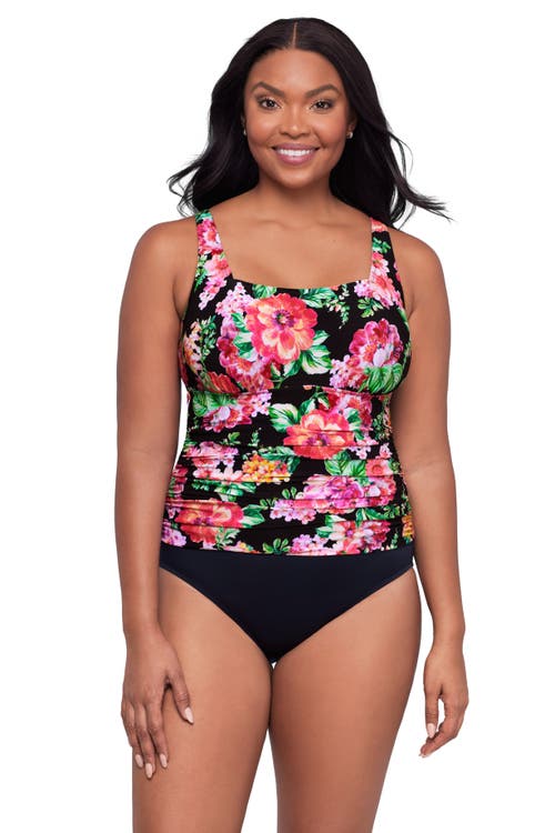 Trimshaper Amy Square Neck Back Tie One-piece Control Swimsuit In Black