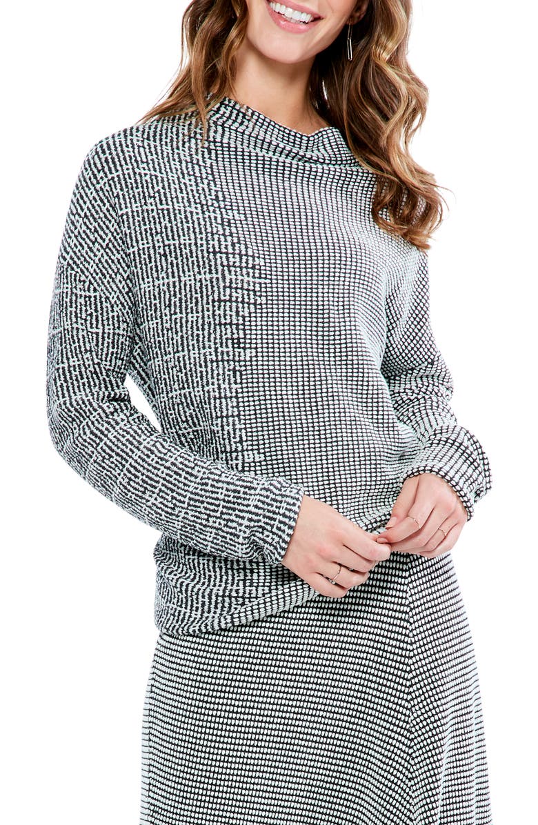 NIC+ZOE Pixel Cowl Neck Cotton Blend Sweater, Alternate, color, 