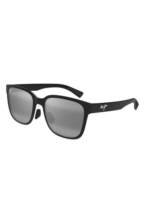 Maui Jim Paulele Af 57mm Polarizedplus2® Round Sunglasses In Black/neutral Grey