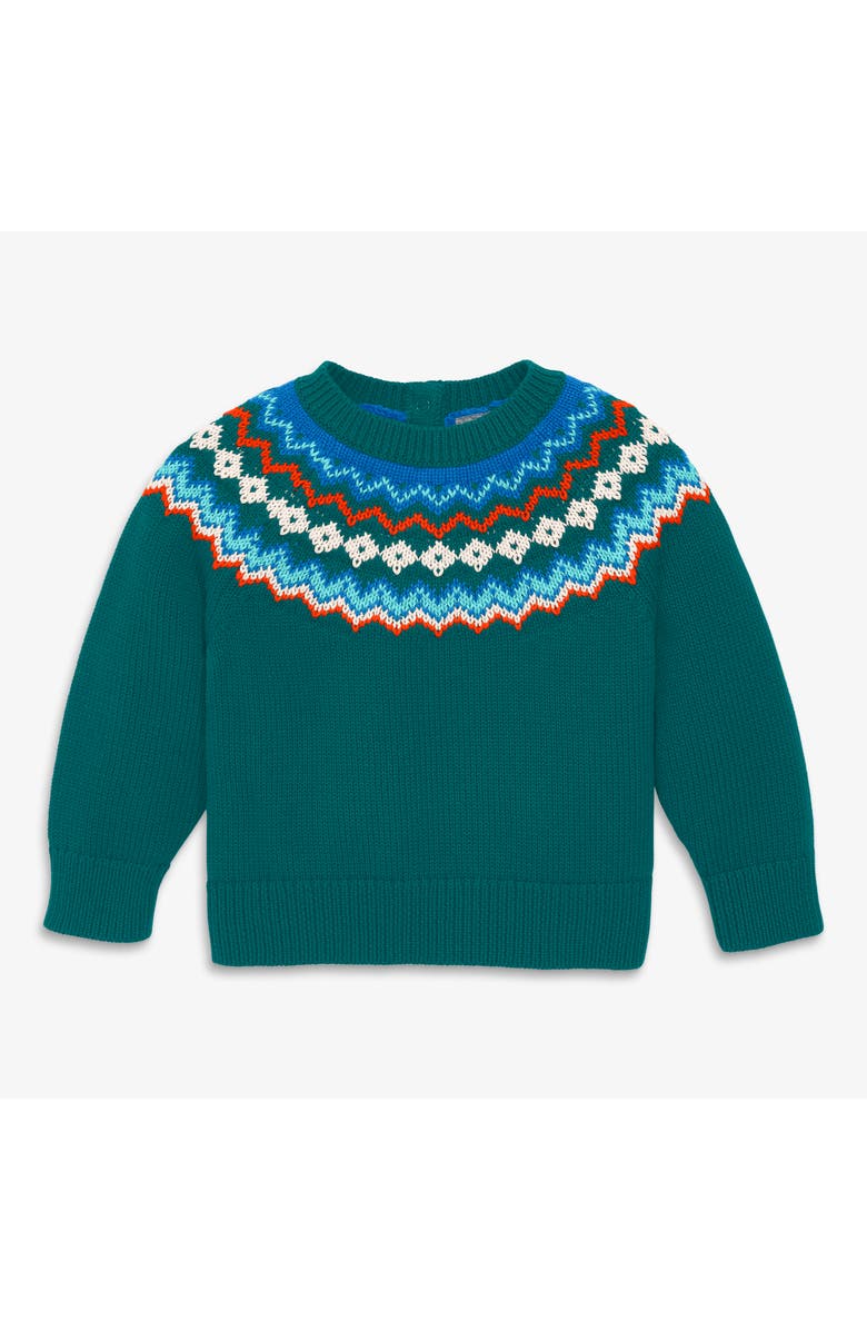Primary Baby Fair Isle Sweater, Main, color, Spruce Rainbow Fairisle
