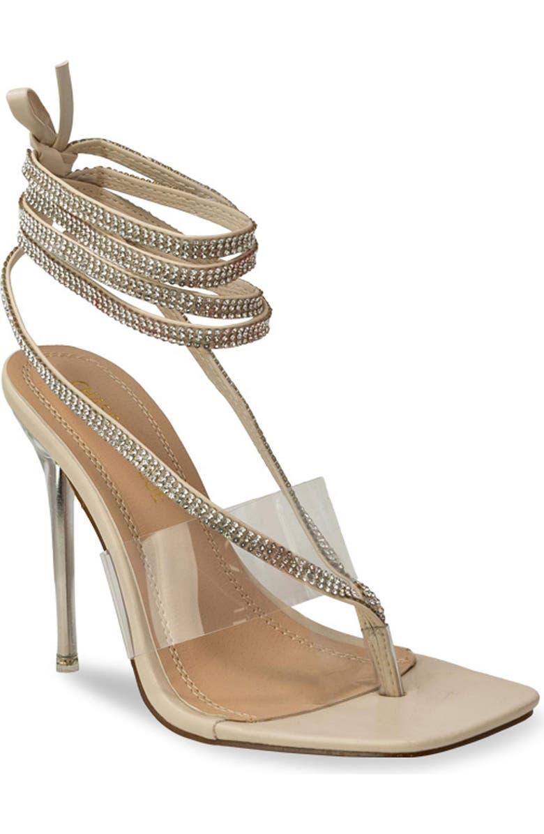 CHASE AND CHLOE Rae Rhinestone Ankle Wrap Sandal, Main, color,