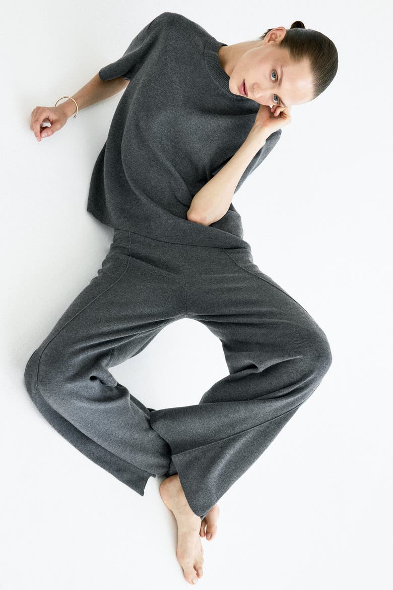 Fine-knit T-shirt, Alternate, color, Dark gray melange
