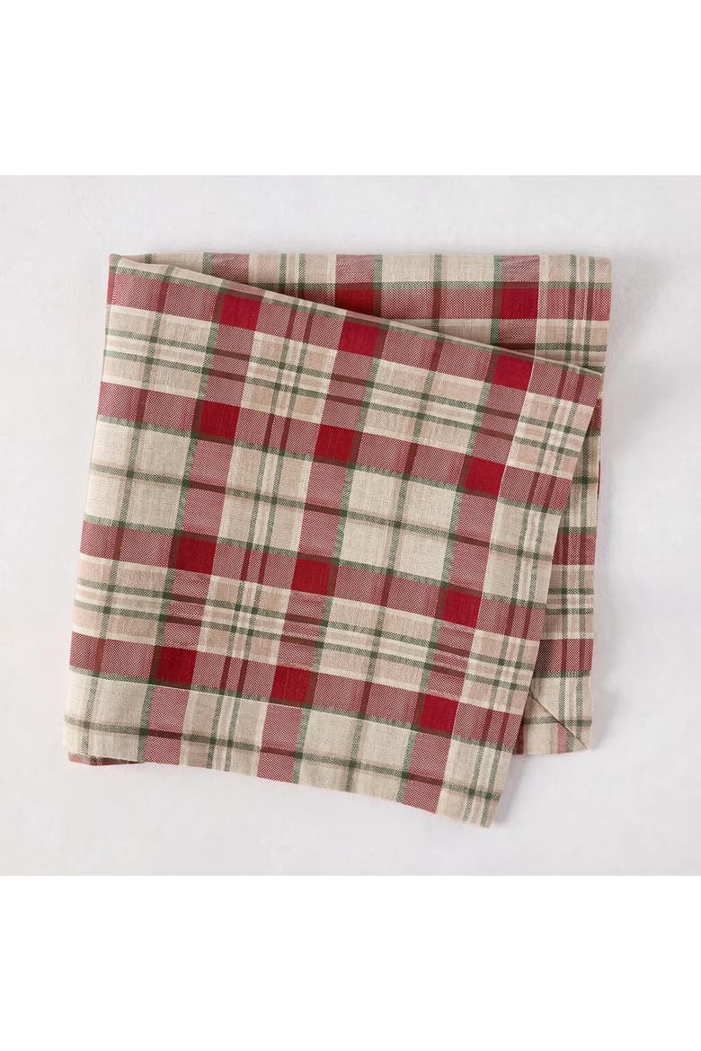 Linen Dinner Napkins Set of 4 - Almond Plaid, Alternate, color, Almond Plaid