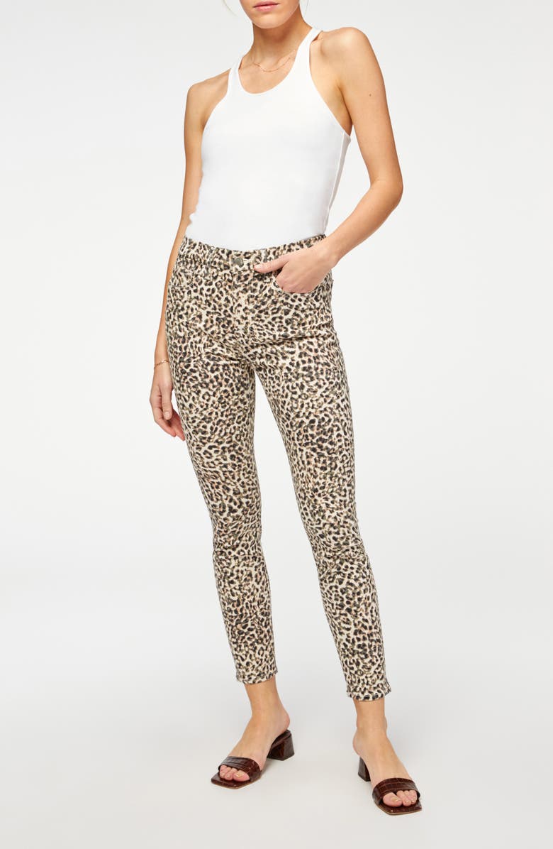 JEN7 by 7 For All Mankind Leopard Print Ankle Skinny Jeans, Alternate, color, 