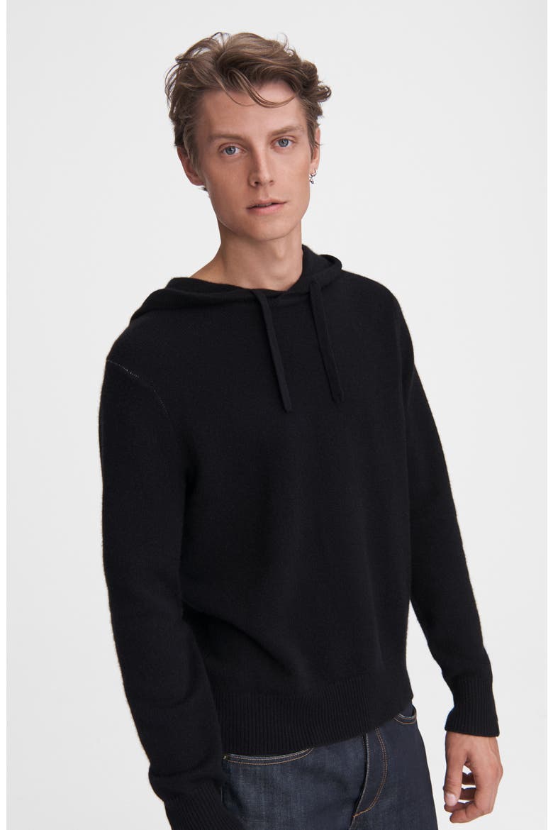 Haldon Cashmere Hoodie, Alternate, color, BLACK