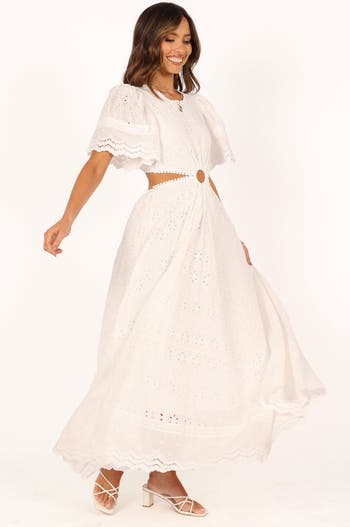 Merletto Short Sleeve Cutout Eyelet Maxi Dress