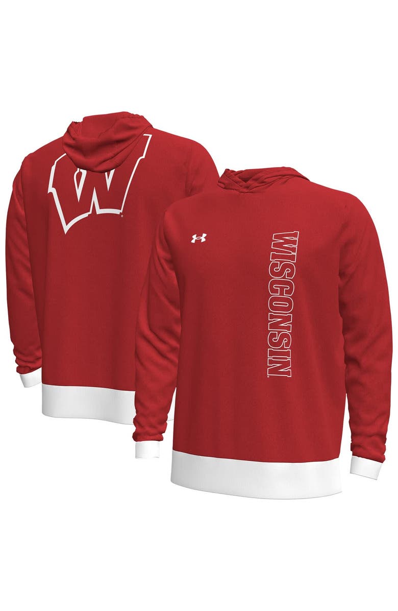 Under Armour Men's Under Armour Red Wisconsin Badgers 2024 On-Court Shootaround Long Sleeve Hoodie T-Shirt, Alternate, color, Red