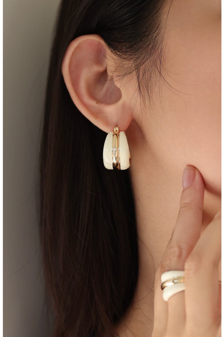 Ostuni Hoop Earrings, Alternate, color, White & Gold
