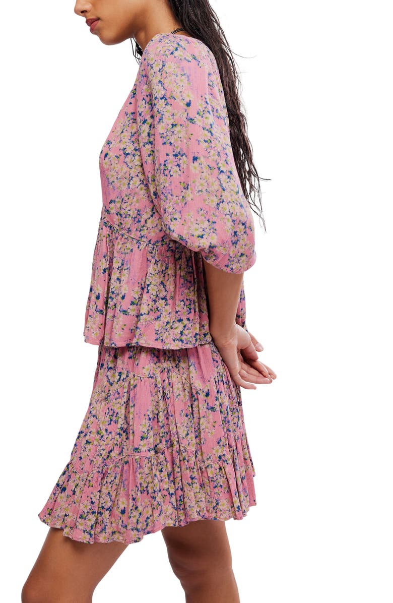 Free People Perishing Floral Print Blouse & Skirt Set, Alternate, color, Pink Combo