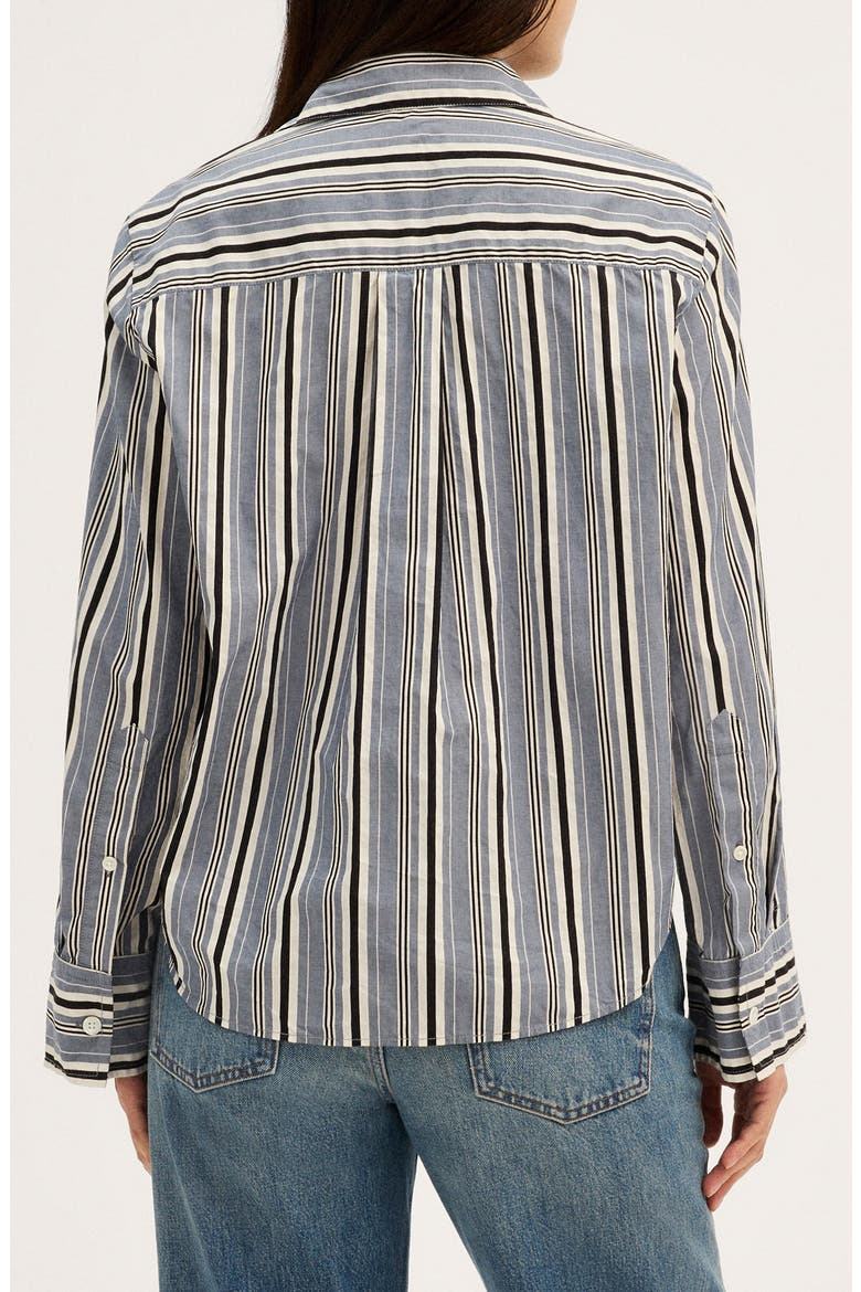 The Signature Y-Neck Shirt in Poplin, Alternate, color, TWILIGHT TEXTURED STRIPE
